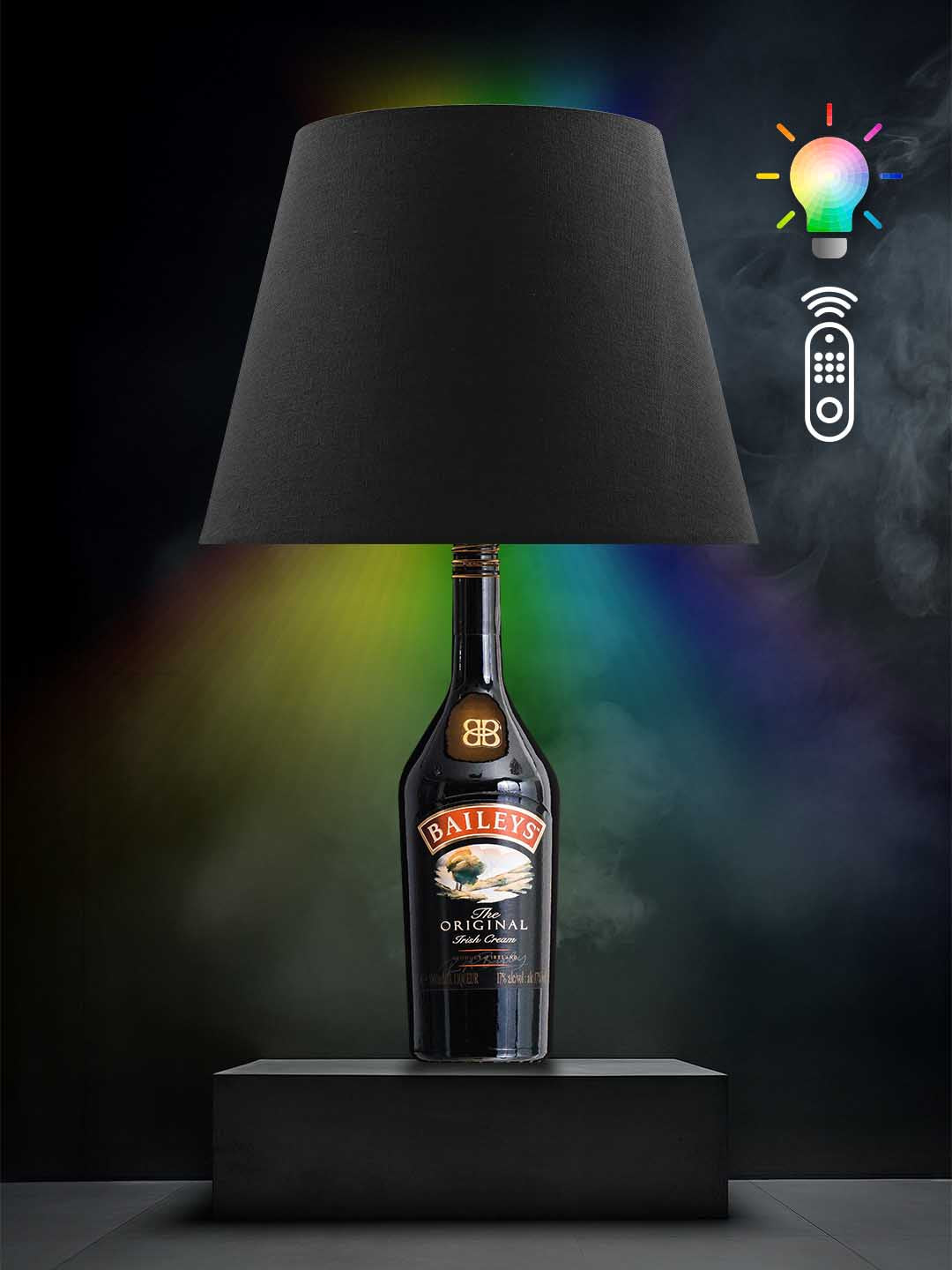 Lampe aus einer Baileys-Flasche → RGB, Schwarz