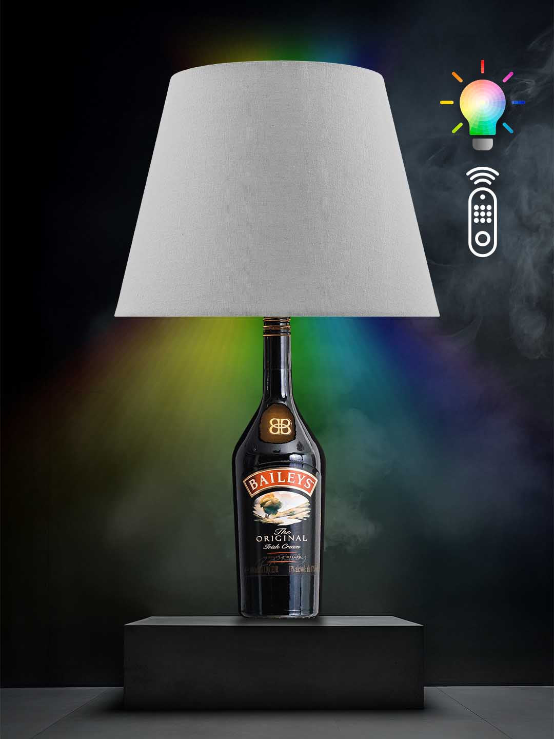 Lampe aus einer Baileys-Flasche → RGB, Grau