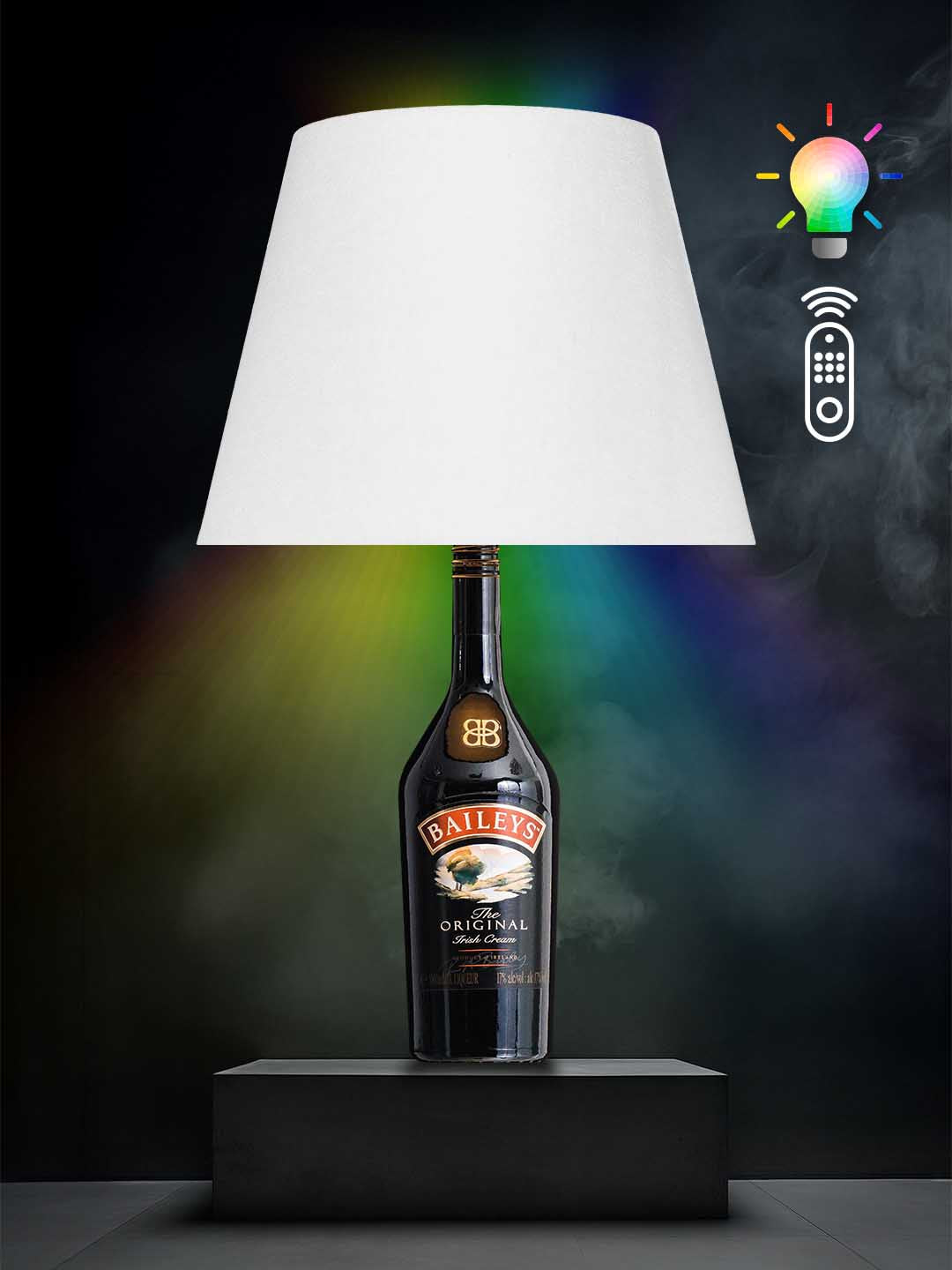 Lampe aus einer Baileys-Flasche → RGB, Weiß