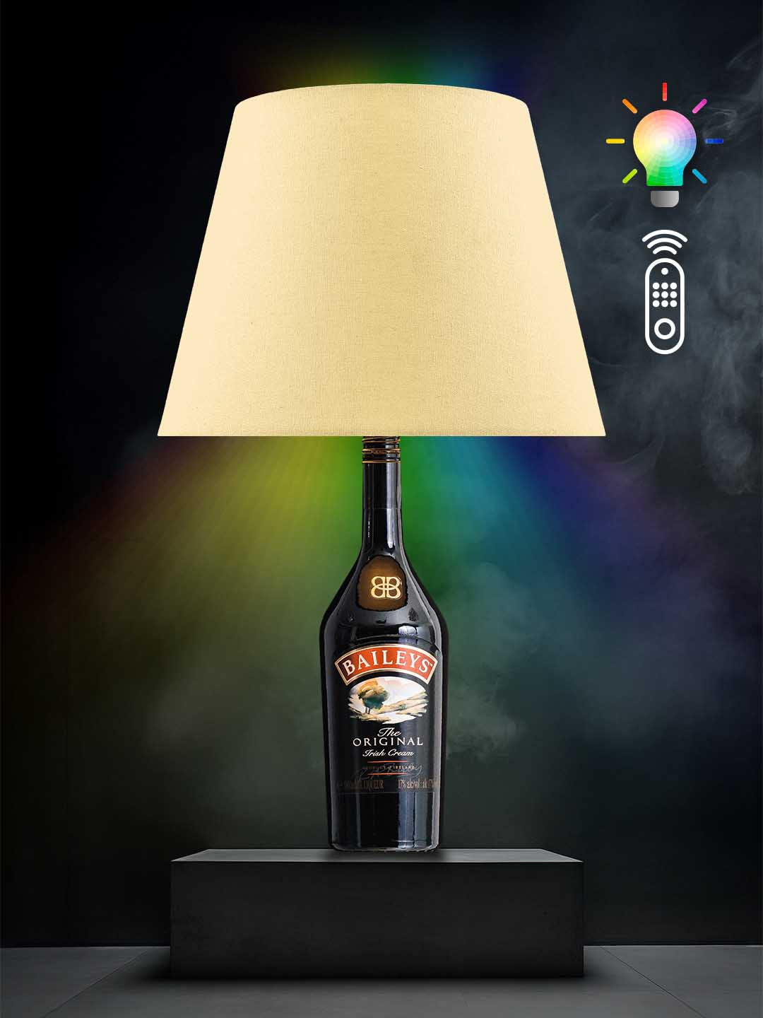 Lampe aus einer Baileys-Flasche → RGB, Creme/Champagner