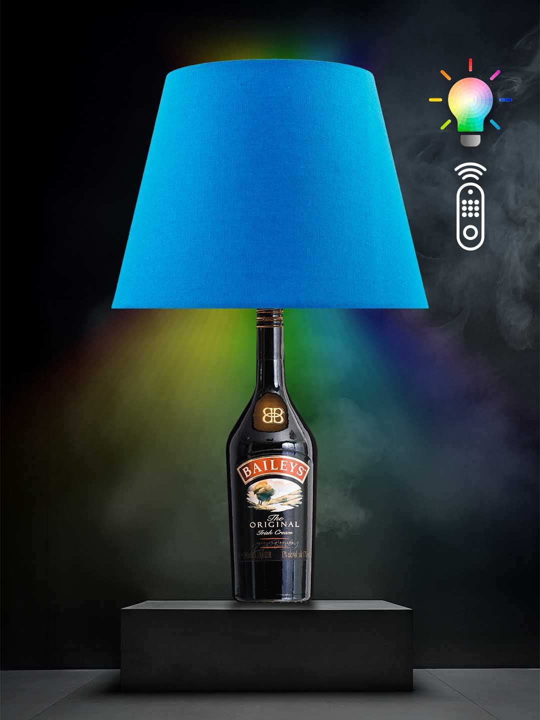 Lampe aus einer Baileys-Flasche → RGB, Blau
