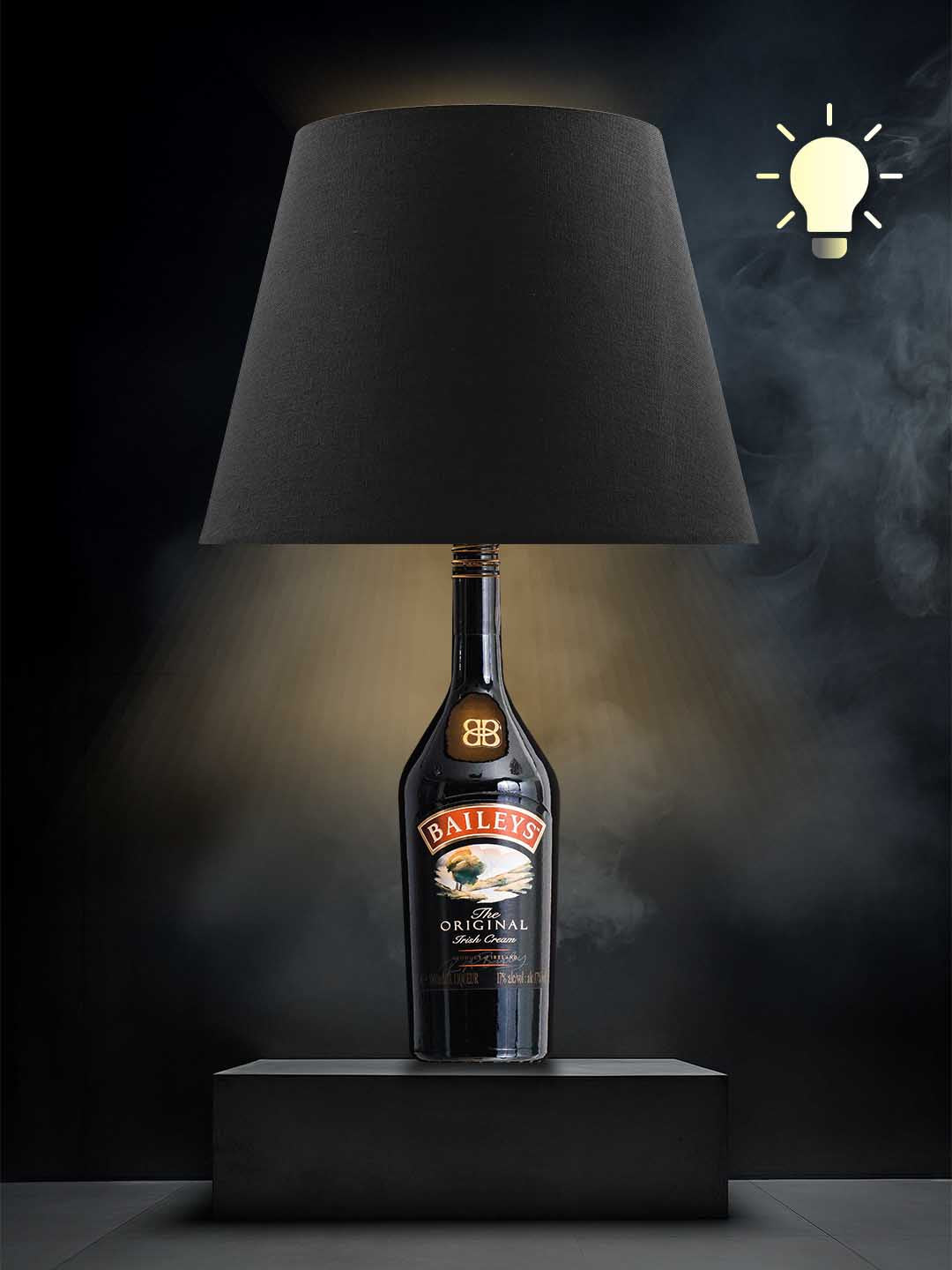 Lampe aus einer Baileys-Flasche → warmweiß, Schwarz