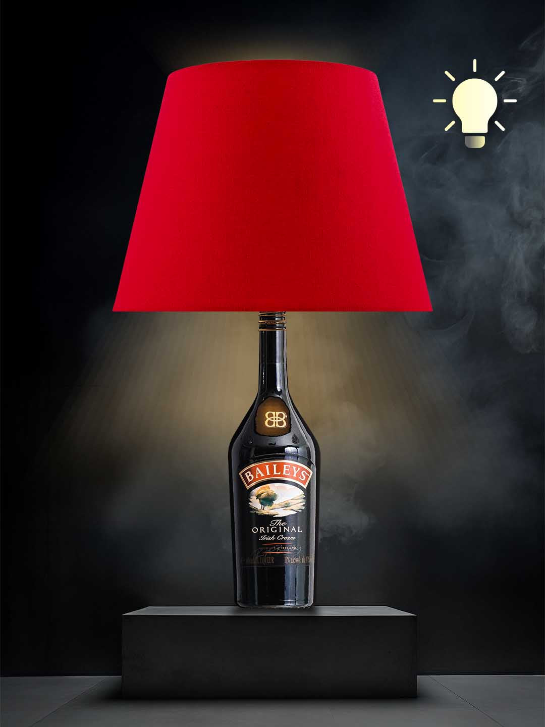 Lampe aus einer Baileys-Flasche → warmweiß, Rot
