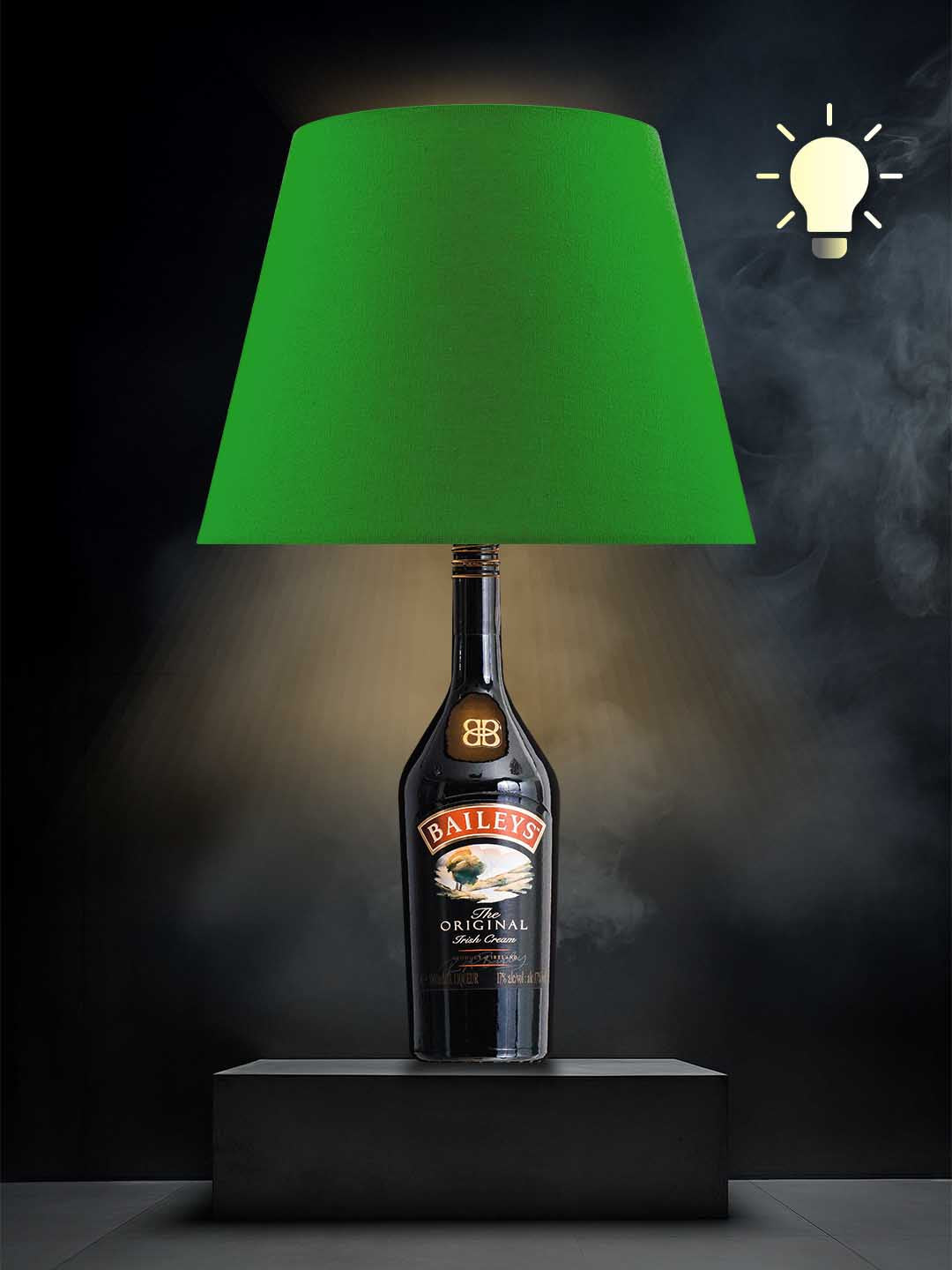 Lampe aus einer Baileys-Flasche → warmweiß, Grün