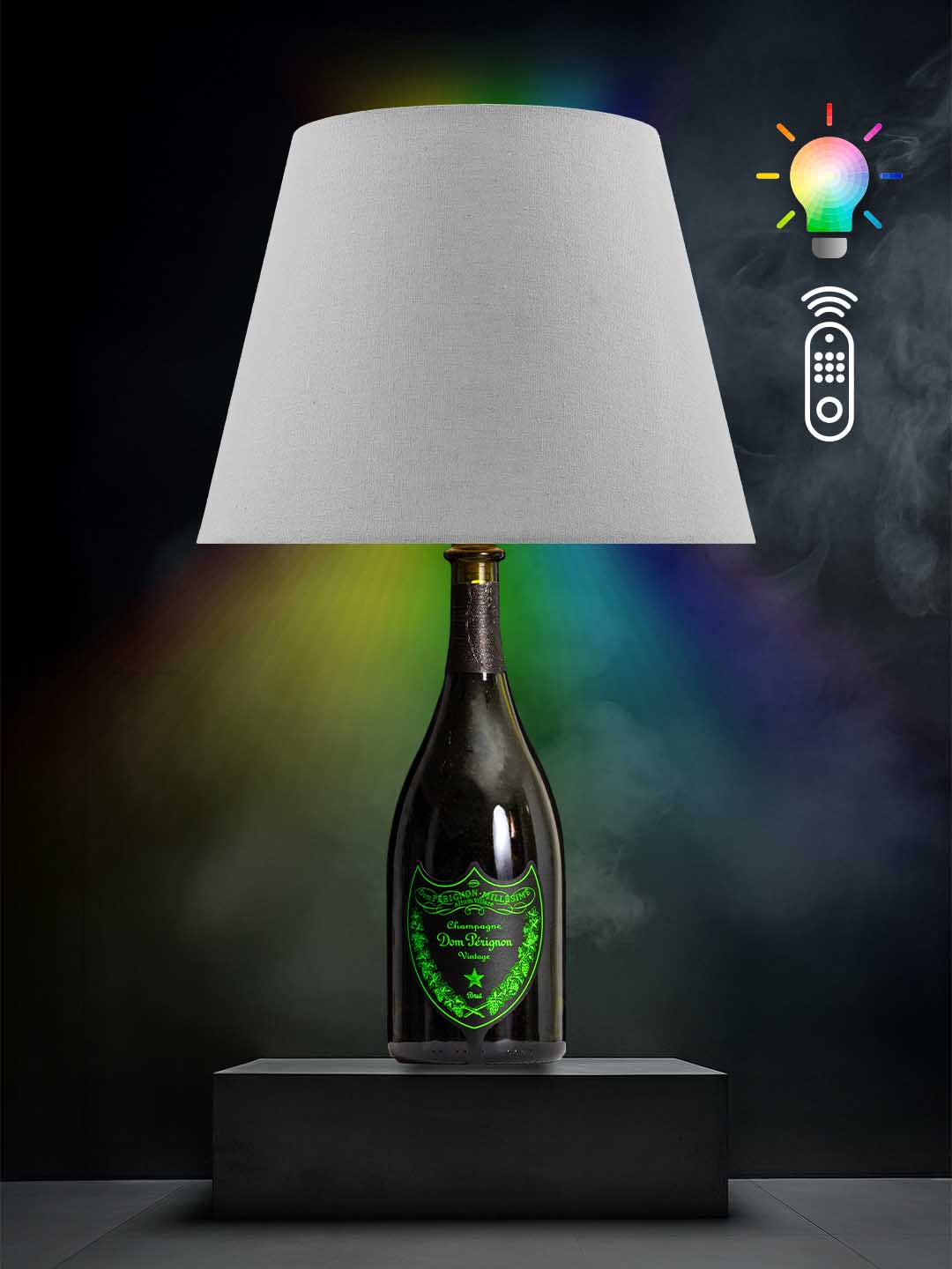 Lampe aus einer Dom Perignon Luminous Grün Flasche → Grau, RGB