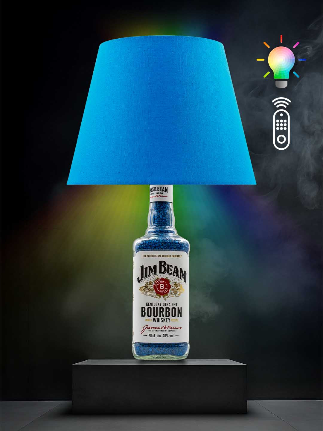 Lampe aus einer Jim Beam Flasche → Blau, RGB