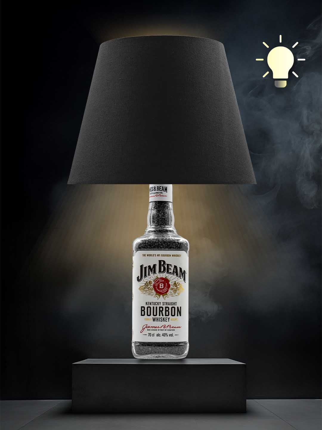 Lampe aus einer Jim Beam Flasche → Schwarz, warmweiß