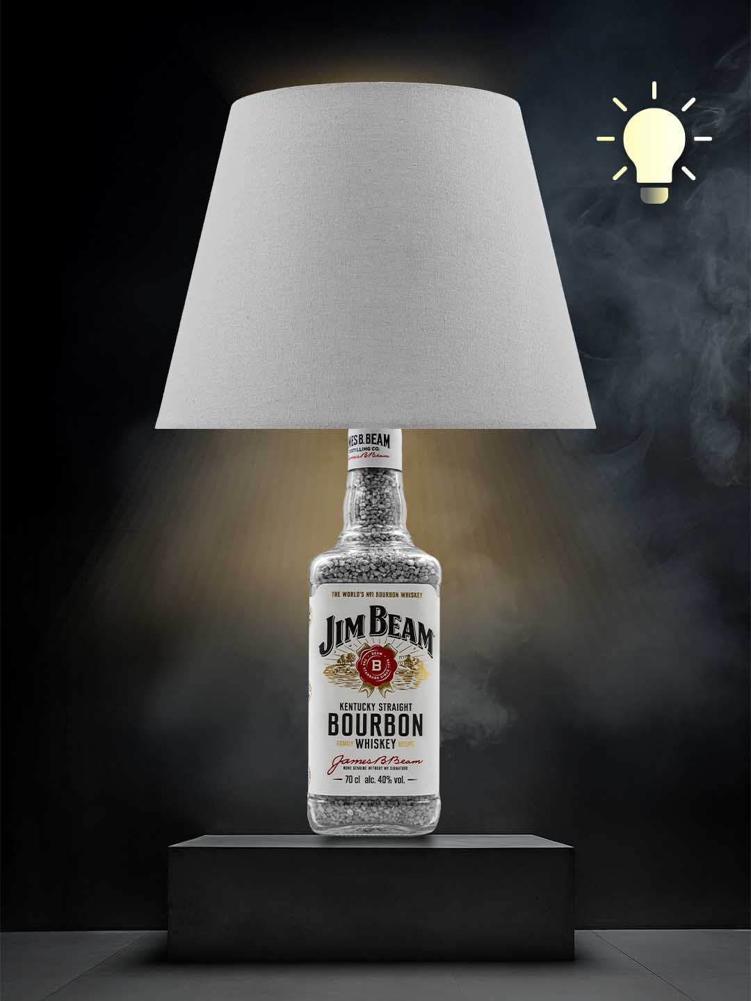 Lampe aus einer Jim Beam Flasche → Grau, warmweiß