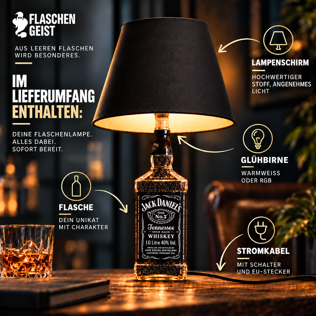 Captain Jack Flaschenlampe – Lieferumfang