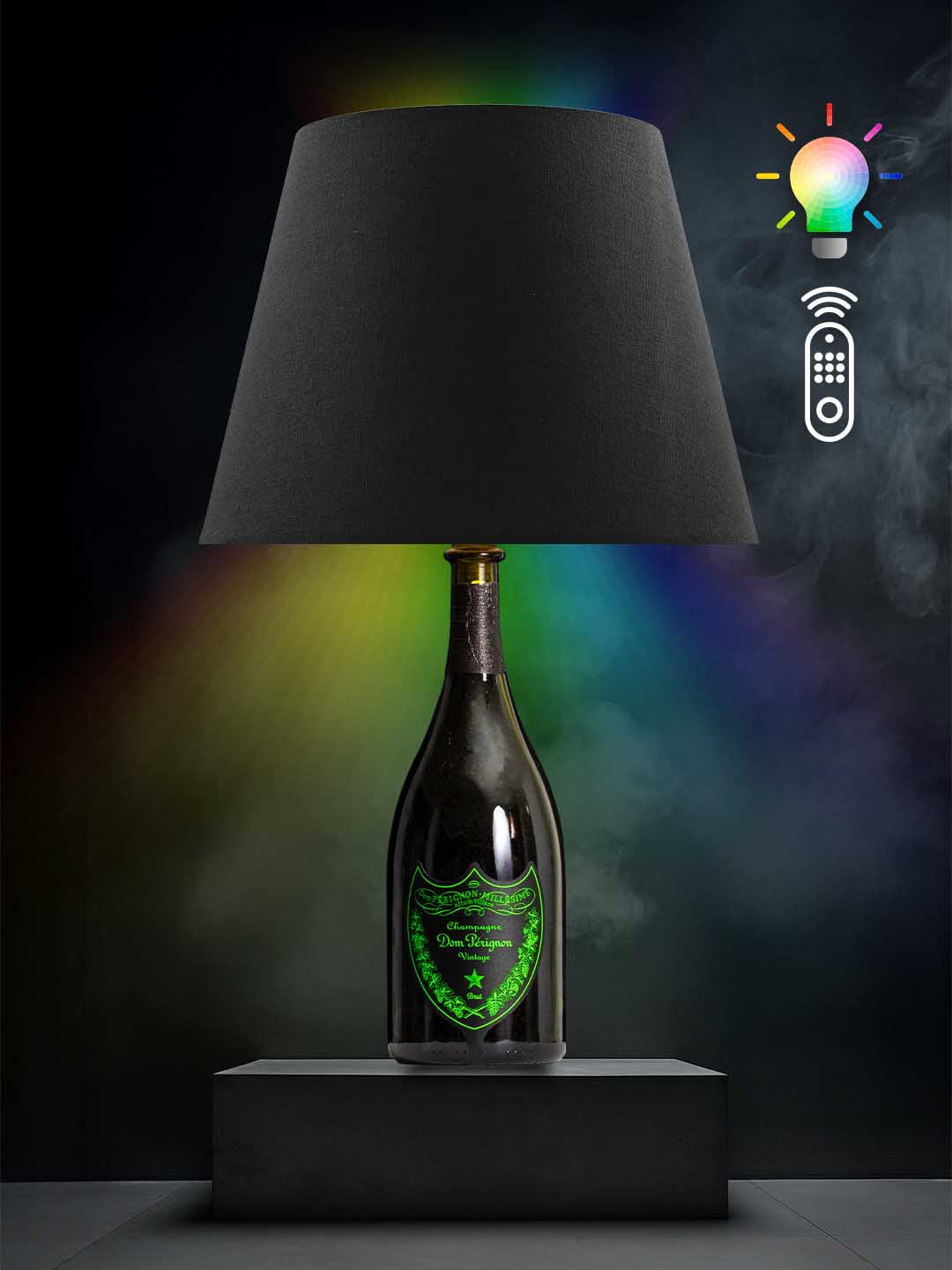 Lampe aus einer Dom Perignon Luminous Grün Flasche → Schwarz, RGB