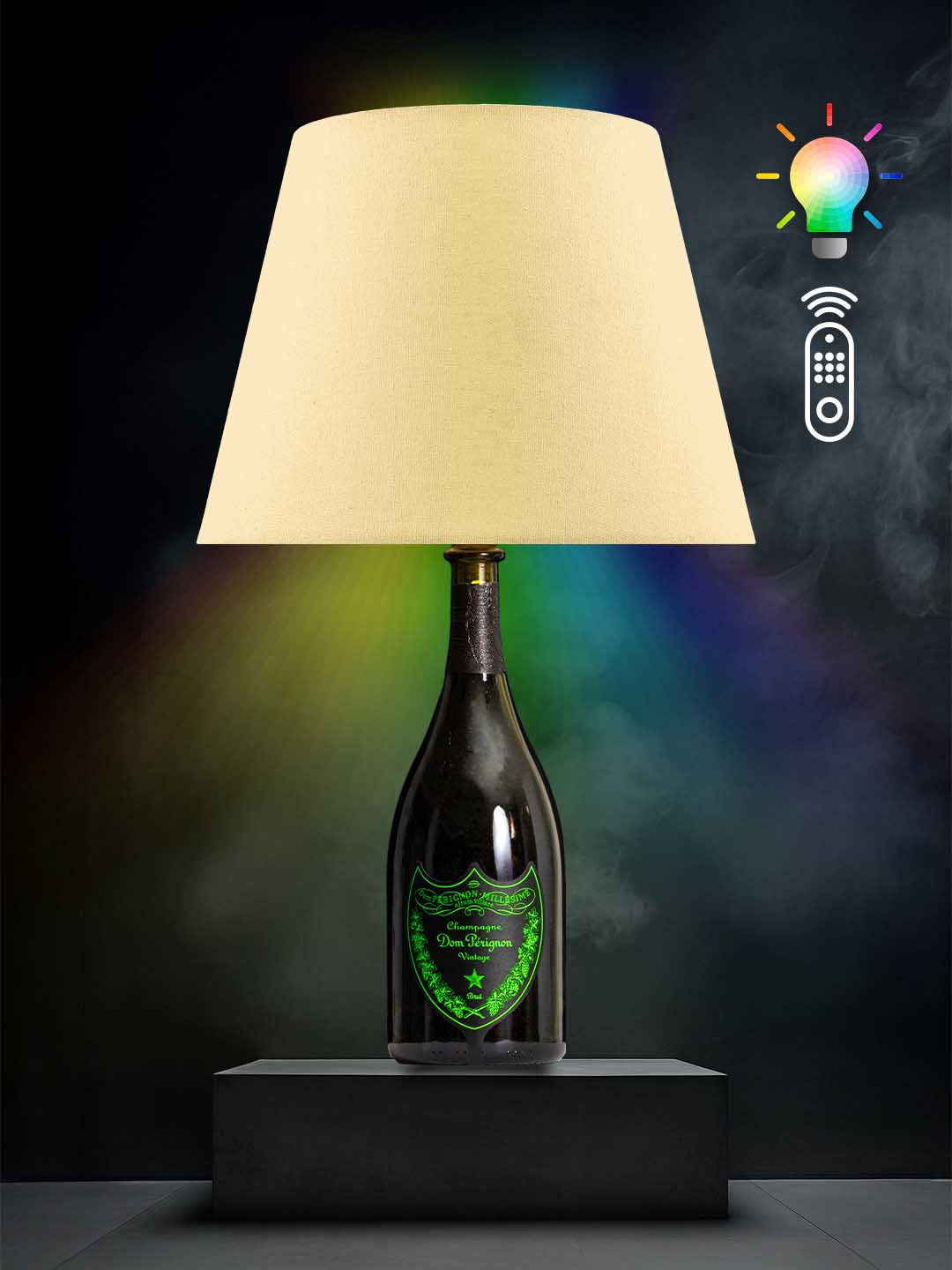 Lampe aus einer Dom Perignon Luminous Grün Flasche → Creme/Champagner, RGB