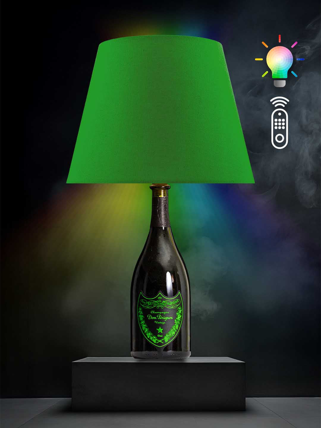 Lampe aus einer Dom Perignon Luminous Grün Flasche → Grün, RGB