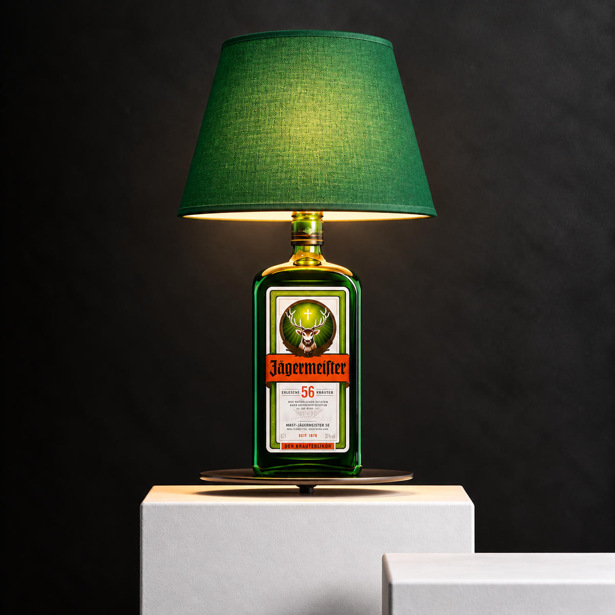 Waidmann Flaschenlampe – mit grünem Lampenschirm